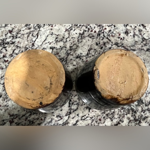 Two Antique Stoneware Cream/Brown Crock Rustic Farmhouse Milk Pitcher 6” - Picture 6 of 11